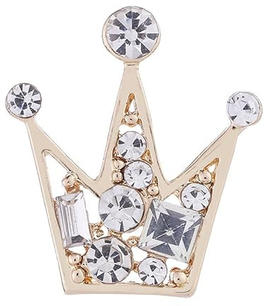 Broche Mâle Costume Créatif Corsage Couronne Insigne Etudiant Simple Strass Collier Pin, Diamant Blanc Doré