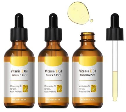Vitamin E Oil,Huile de vitamine E pour cosmétiques, raffermit et repulpe la peau, anti-rides, anti-âge, gouttes de vitamine E bio pure contre tous types de rides, visage, ongles et cheveux (3)