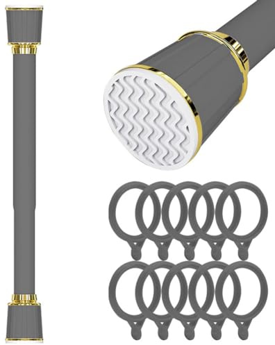 Bastone per tenda estensibile senza trapano, regolabile, multifunzionale, per balcone, camera da letto, bagno, grigio, 160-250 cm, facile installazione e uso versatile