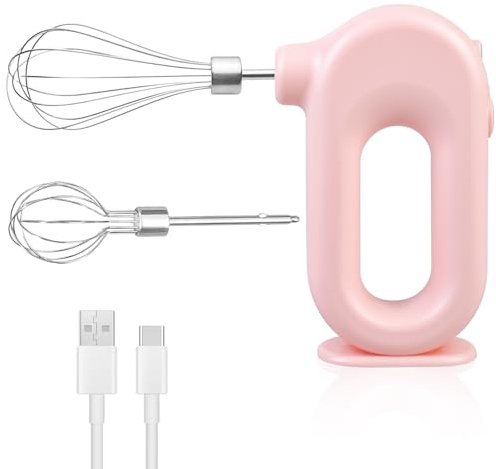 Kabelloser Handmixer Elektrischer: 4-Gang-Einstellbarer Edelstahl-Schwingbesen Elektrischer Schneebesen mit 2 Schneebesenaufsätzen, USB-Aufladbarer Akku Handmixer, Für Küche Und Backen (1500mAh)