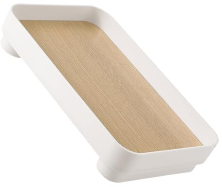 Cabilock Bandeja de Almacenaje Rectangular de Madera con Bandeja de Maquillaje y Perfume para Encimera para Dormitorios y Baños Almacenaje Elegante y Funcional