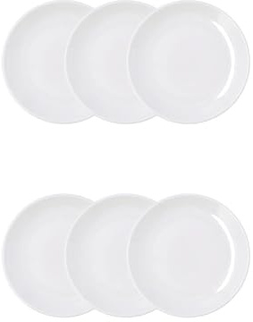 Bidasoa Set de 6 platos Harmony Hydrozero de porcelana 15 cm | Blanco, Porcelana, formato redondo, acabado brillo, 15 cm, 6 piezas, apilable, apto para microondas, apto para frigorífico