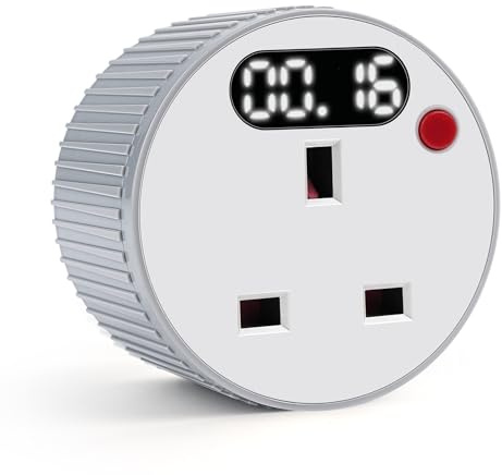 Jadeshay Countdown Timer Socket,Gear Rotating Timer Plug Socket 1 Minute to 24 Hour with LED Display Digital Countdown AC240V 13A 3120W for Home Appliances,Single Toggle