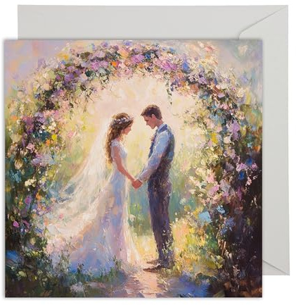 WBdesignz Hochzeitskarte mit Umschlag - Hochzeitskarte Vintage zur Hochzeit Glückwunschkarte Hochzeit (XXL 22 x 22 cm, Blumen congratulations)