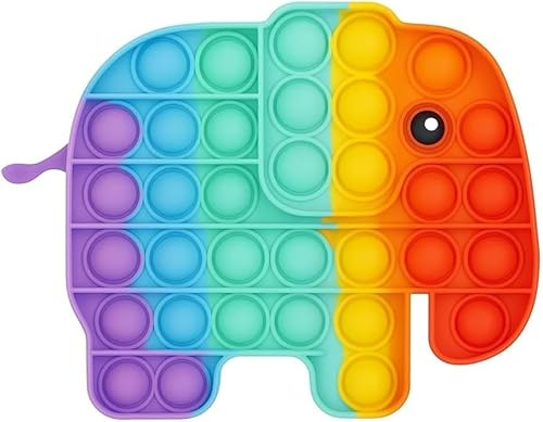 Ranzah Elephant Pop Bubble Fidget Toy – Rainbow Sensory Bubble Push Toy for Kids & Adults | Stress & Anxiety Relief, Travel Friendly, Washable Silicone, Great Gift for Children & Families (Elephant)