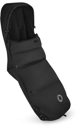 Bugaboo Thermolite Performance Footmuff for Stroller or Pushchair, for Toddlers, with Removable Insert, Adjustable, Shoe Shield, Waterproof Zippers, Warm Cosy Toes in Heritage Black