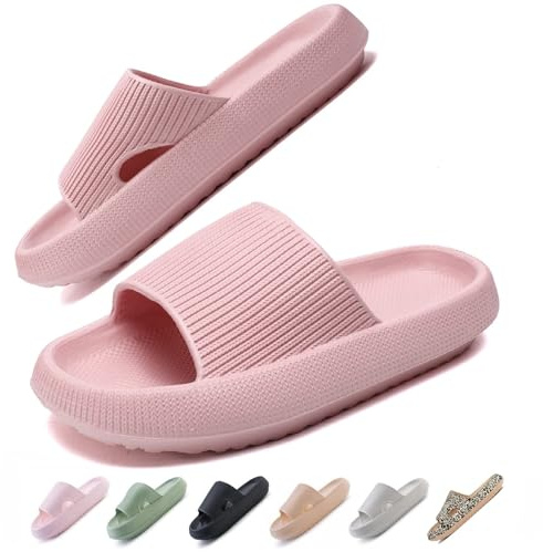 IDEINER Ciabatte Nuvola Donna Uomo Morbide Pantofole Estive Suola Alta Gomma Casa Slides Mare Spiaggia Piscina Sandali Doccia Antiscivolo Eva Ortopediche Comode Slippers Rosa Taglia 40/41