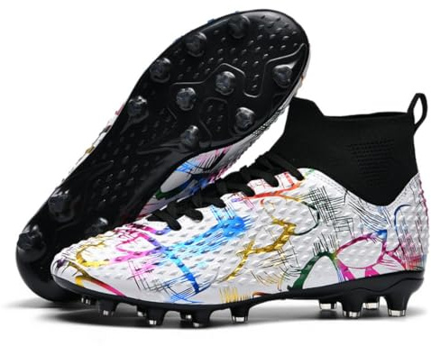 Scarpe da Calcio Professionali Alte da Uomo per Ragazzi Scarpe da Calcetto con Tacchetti per Bambini per Sport all'aperto su Erba Sintetica