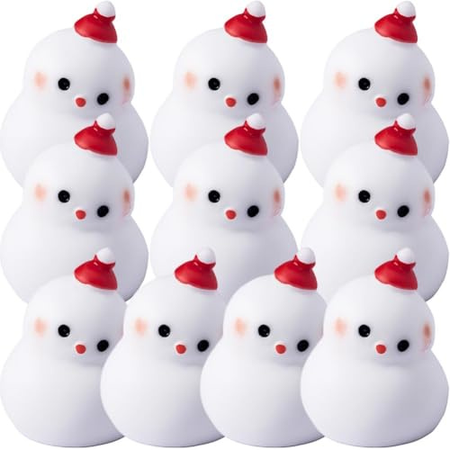 HiyyFloy Lot de 10 Figurines Miniatures De Bonhomme De Neige pour Noël, Décorations De Micro-Paysage pour Maison De Poupée, Fête, Jardin, Noël