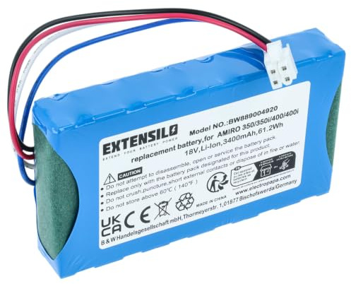 EXTENSILO batteria compatibile con Yard Force Compact 400Ri, 280R robot tagliaerba 3400mAh 18V Li-Ion