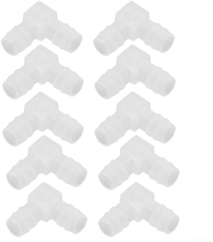 UrbanHui 6mm 90° Elbow Hose Barb Connectors, PP Plastic L‑Shaped Water Pipe Fittings, Equal Diameter Barb Adapter for 6 mm ID Tubing, Transparent, 10‑Pack
