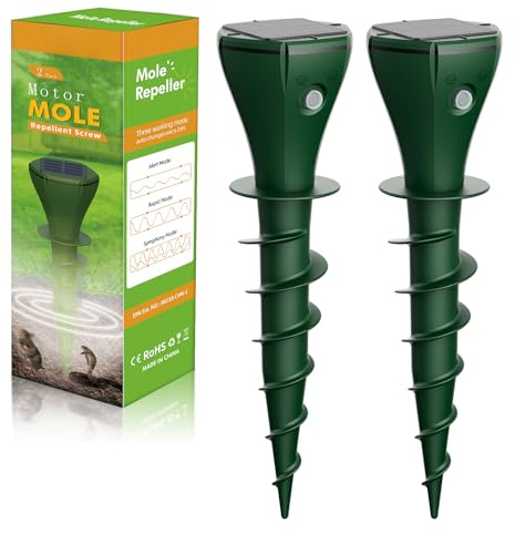 Shiptree Anti Taupe Solaire 2 Pièces, Répulsif Taupe Vibration et Ultrasons, Efficace Contre Les Taupes, Les Campagnols, Les Souris, Les Serpent, Ainsi Que Les Rongeurs de Jardin