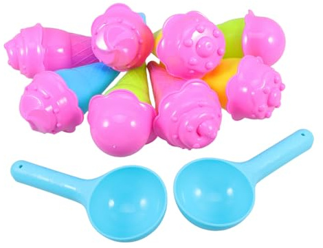 FIXOSHEE Jouets Sable Garçon Fille Moules Glace Colorés Cornet Cuillères Plastique Sûr pour Jeux Plage Famille