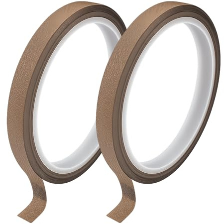 2PCS Teflon Ruban Adhesif Haute Temperature 0.18x10mmx10m, Bande PTFE Antiadhésive en Fibre de Verre, Résistante Jusqu’à 300°C pour Scelleuse Sous Vide, Soudeuse à Impulsion et Usage Industriel