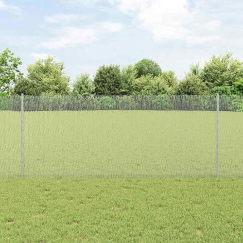Gartenzaunelemente,Zaun mit Pfosten Silber 1 x 50 m Stahl,Staketenzaun für Camping und Teich