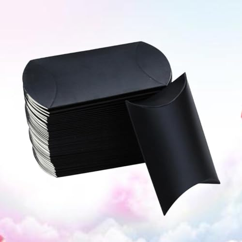 Kraftpapierbox 50 Stück Kissenform mit Kordel Papierbox | Leicht und Tragbar, Schwarz, für Party und Festival, Geeignet für Armbänder und Ohrringe