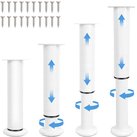 4 Pcs Adjustable Furniture Legs, Cabinet Table Furniture Legs (18-30cm) | Support Table Leg Brushed Adjustable Height for Furniture Dining Coffee Bar Breakfast Worktop Table