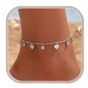 Fussketten für Frauen Edelstahl Fußkettchen für Damen Gold Silber Wasserfest Fußkette Zirkonia Kleeblatt Herz Schmetterlinge Anhänger Fusskette Sommer Strand Fußschmuck Geschenk für Teenager Mädchen