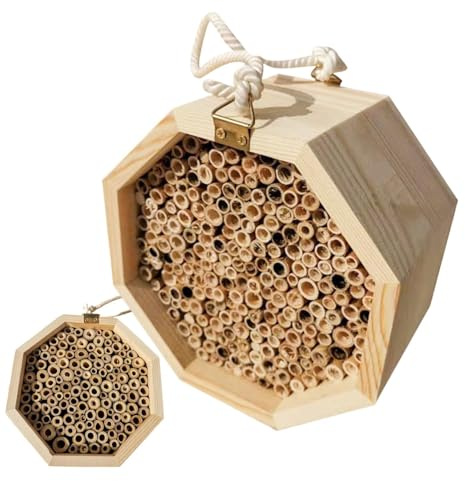 Bienenhotel Holz Lockt Bestäuber An | Bestäuberhabitat Wespensicheres, schmetterlingsfreundliches Design für Balkon, Terrasse, Garten, Deck und