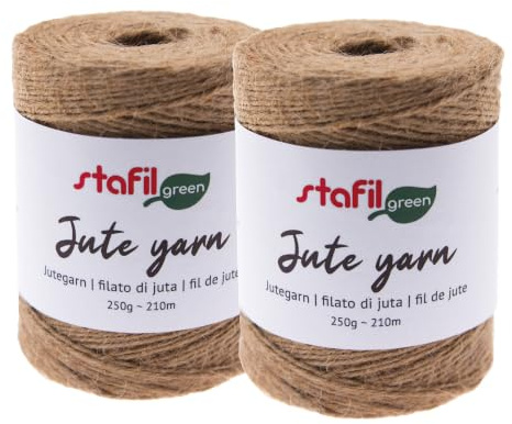 Stafil Filato di Juta Ø 2 mm 250 g 210 m Set 2 Gomitoli Colore Naturale