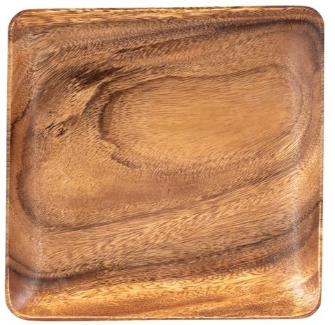 levandeo Holzteller 25x25cm quadratisch aus Akazie - Holzschale Obstschale - Deko Dekoration Aufbewahrung Akazienholz Teller Dekoteller Obstteller