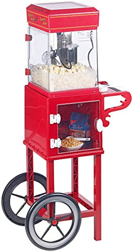 Rosenstein & Söhne Popcorn Zubereitung: Profi-Popcorn-Maschine Cinema mit Rollwagen im Retro-Design (Retro Maker, Kleine Popcornmaschinen)