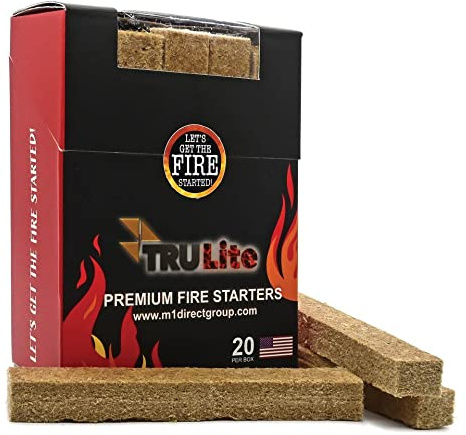 TRULite Premium Fire Starters, 20 Piece Box, USA Made, Ideal for Quickly, Safely & Naturally Lighting All Types of Grills, Bonfires, Fire Pits, Fireplaces, Wood Stoves, & Campfires!