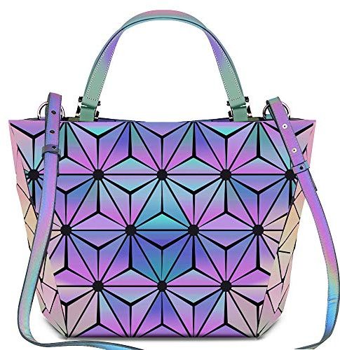 BestoU Sac a Main Femmes Géométrique Shard Lattice Design PU Cuir Sac Bandoulière Noir (Type 3)