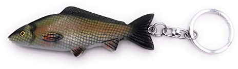 H-Customs Carpe Poisson Pêche Bois Noble À La Main Pendentif Porte-clés