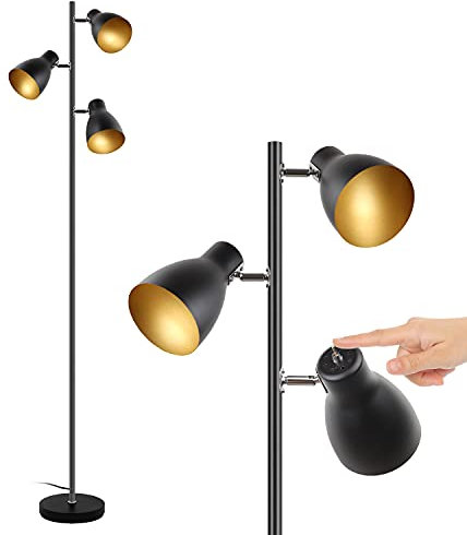 Osasy lampadaire vintage, 3 spots orientables,Interrupteur de commande indépendant lampe à pied design
