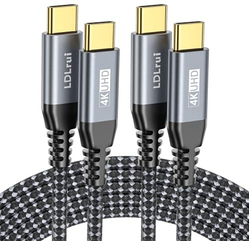 LDLrui USB C Kabel 20 Gbit/s USB 3.2 Gen 2x2 Datenkabel [0,9m, 2er-Pack] | 100W PD Schnelladen & 4K@60Hz Video, Nylongeflecht für MacBook Pro, iPad, iPhone 17/16, Studio Display, externe SSD & CarPlay