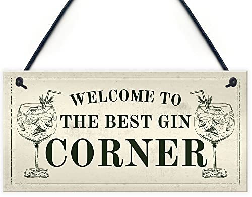 Best Gin Corner Sign Shabby Chic Home Bar Garden Shed Sign Alcohol Gin Gift
