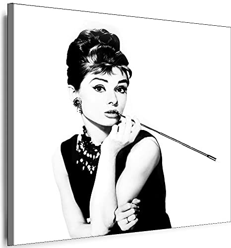 Julia-Art Bilder - Audrey Hepburn Leinwandbild - 80x80cm Wandbild - Film Retro Model Kunstdruck Fertigbild sofort aufhängbar
