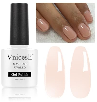 Vnicesli Smalto Semipermanente per Unghie in Gel Nudo Trasparente UV LED Smalti Semipermanenti Soak Off Nudo Trasparente Semipermanente per Arte Naturale Manicure Gel 10ml