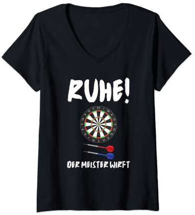 Damen Herren Ruhe der Meister wirft. Dart Sprüche - Dartspieler T-Shirt mit V-Ausschnitt