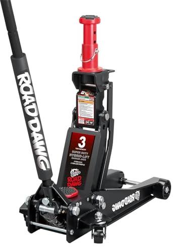 ATZ830027HD Torin Hydraulic Low and High Profile Professional Grade Foldable Garage Service/Floor Jack with Quick Lift Pump, 3 Ton (6,600 lb) Capacity, Black