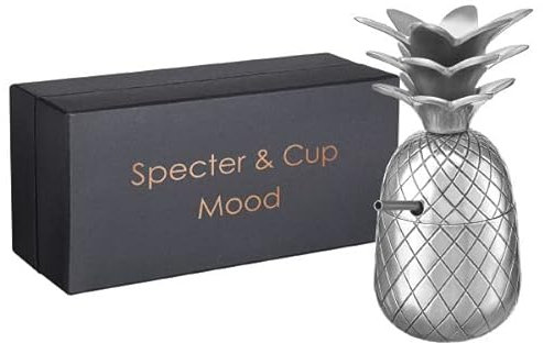 Mood Silber - Ananas - Cocktail Becher 300ml mit Deckel und Strohhalm