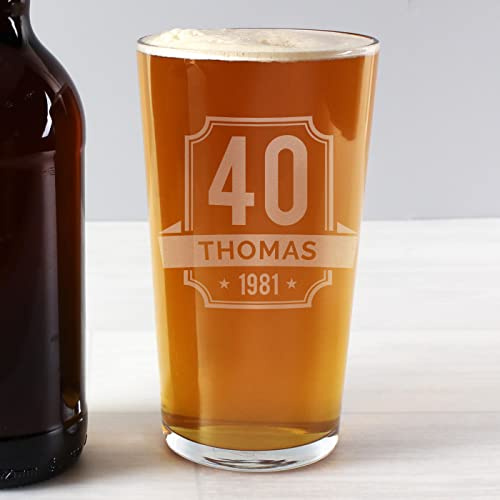 Personalised Pint Glass - Birthday - Any Age & Name - Beer Glass - 18th 21st 50th 70th Special Birthday Gift