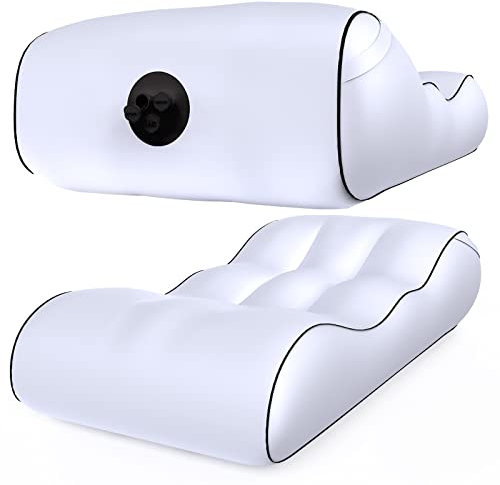 Luftsofa für Outdoor, Kissenentwurf Wasserdichtes Aufblasbares Sofa Air Lounger für Camping Stuhl, Park, Strand, Hinterhof,Weiß,180 * 83 * 45cm