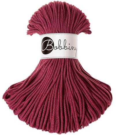 Bobbiny Makramee-Schnur, geflochten, 3 mm, Weinrot