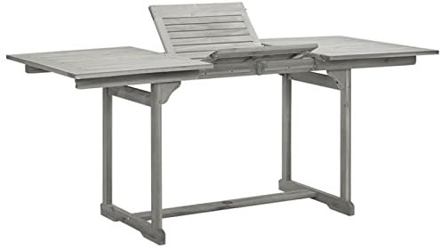 Keketa Trädgårdsbord, trädgårdsbord, matbord, utbyggbart terrassbord, balkongbord, trädgårdsmöbler, bord, träbord matbord för trädgård, balkong, terrass (120–170) x 80 x 75 cm, massivt trä, akacia,