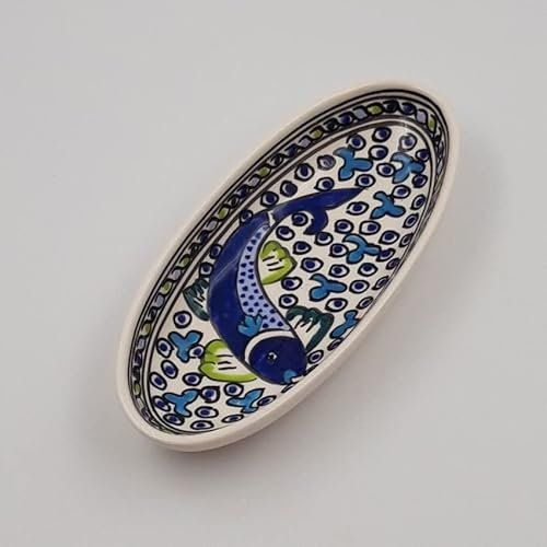 Piatto ovale Pesci Blu - L 24 cm