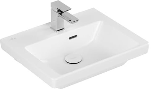 Villeroy & Boch Subway 3.0 Handwaschbecken, 500 x 400 mm, 1 Hahnloch, mit Überlauf, ungeschliffen, 437050, Farbe: Stone White, Ceramic Plus