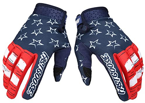 EXCEREY Star Motorcycle Bicycle Full Finger Off-Road Racing Gloves Outdoor Sports for Men Women & Mountaineering （Blue,Size L