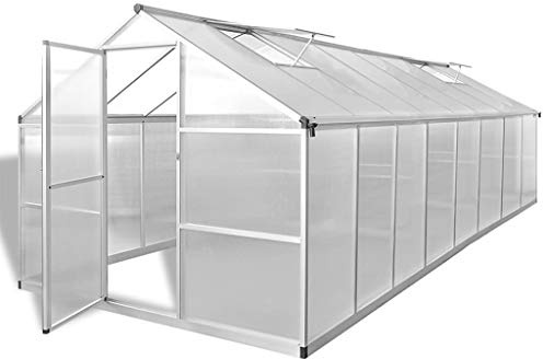 HOMIUSE Invernaderos Jardin Invernadero de Aluminio Reforzado Invernadero Policarbonato con Marco Base y Sistema de Canalización Drena 242x250x195 cm 11,8 m³ Estructura de Aluminio