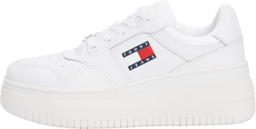 Tommy Jeans Donna Sneakers con Suola Alta Retro Basket Flatform Essential Scarpe, Bianco (White), 41