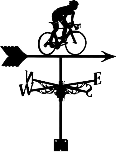 EICOFF Vélo Silhouette Girouette Toit en Métal Girouette Noir Peinture en Aérosol Indicateur de Direction du Vent pour Garage Coupole Ferme Grange Jardin Patio Décorer