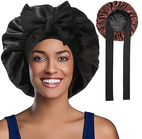 WELROG Doppelseitige Satin Haarhaube für Damen - Seidenhaube Zum Schlafen, Schlafhaube Haare Schützen für die Nacht (Bonnet)
