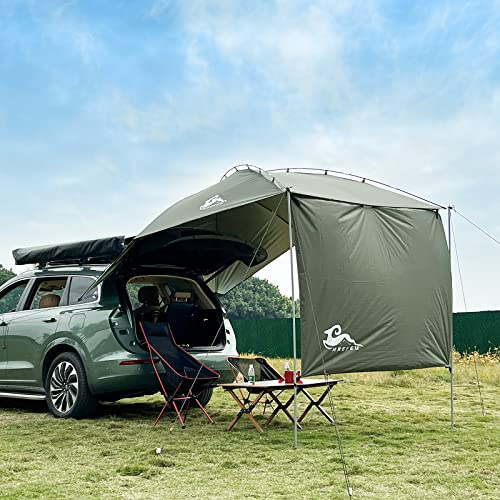 HREFEU Biltält multifunktionell tårdroppe markis lämplig för SUV husbil, bil, camping, SUV-markis, självstödande takbilmarkis, camping solskydd biltält, skuggning, UV-skydd/vattentätt
