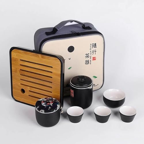 Tetera China Tetera de cerámica Gaiwan Taza de té a Juegos de té Juegos de té de viaje portátiles Vasos con bolsa de viaje